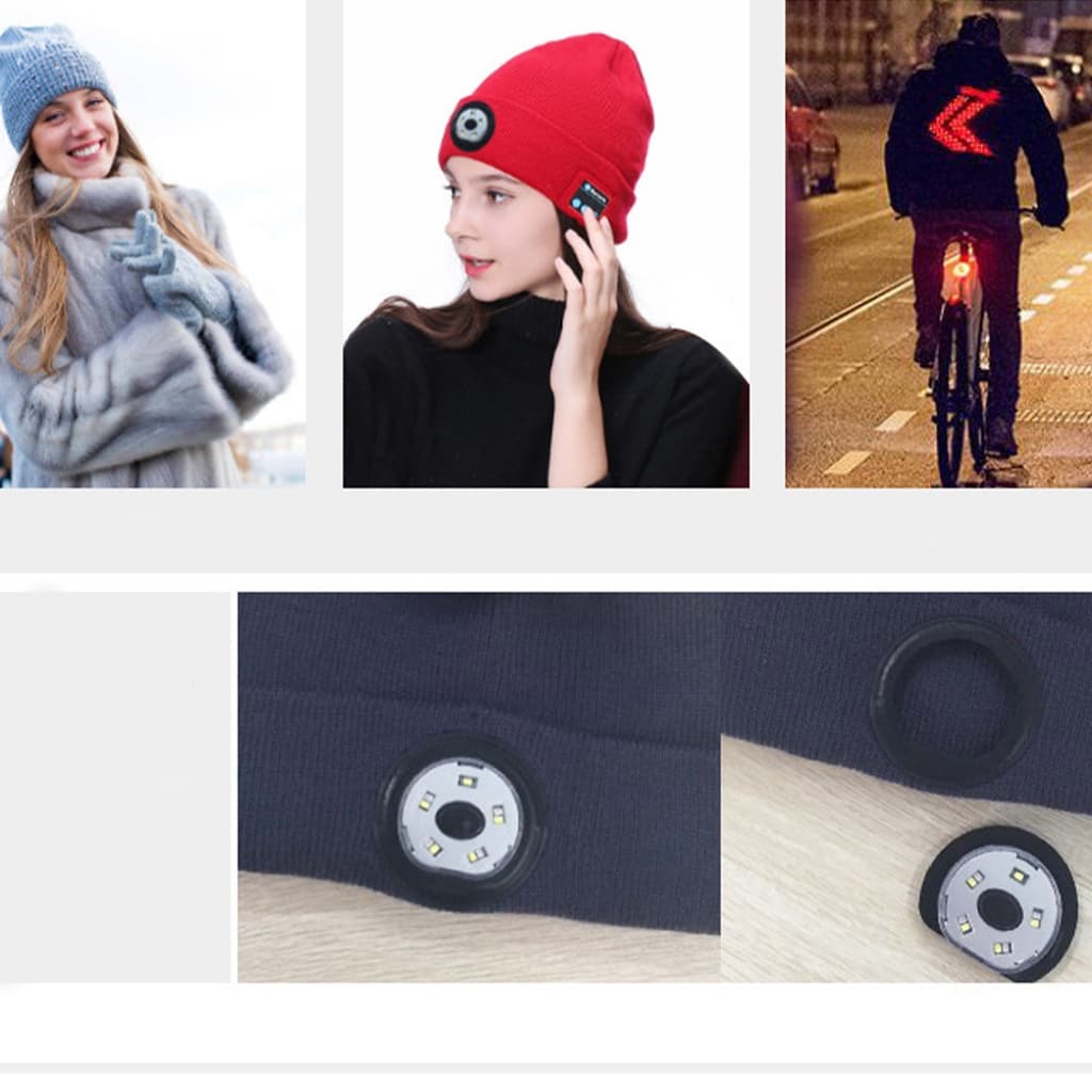Zimowa czapka z latarką i bluetooth