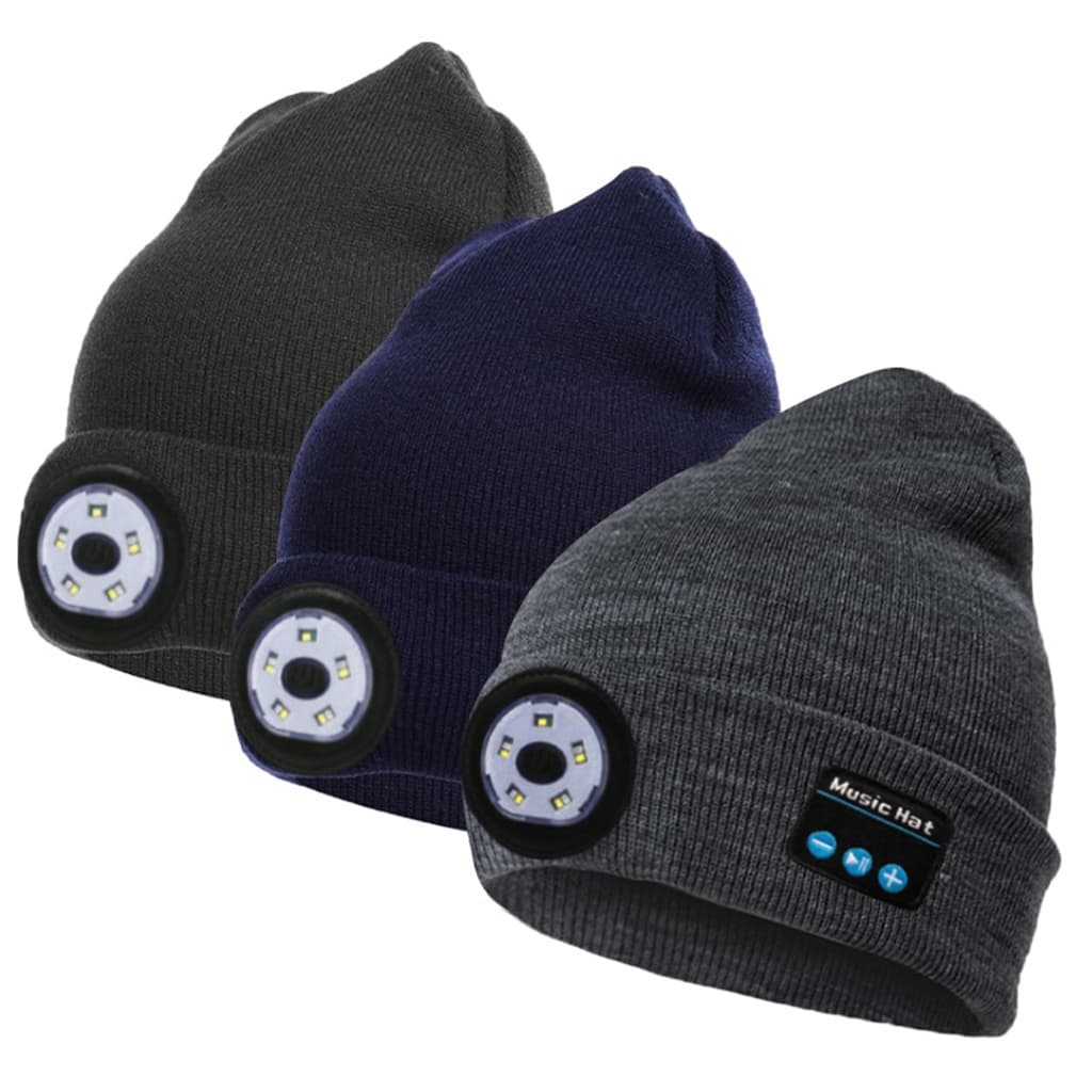 Zimowa czapka z latarką i bluetooth